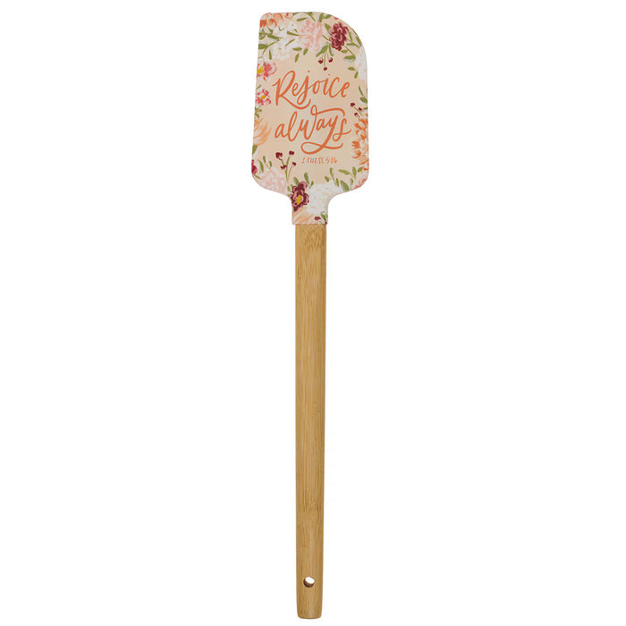 Rejoice Always Peach Floral Silicone Spatula – 1 Thessalonians 5:16