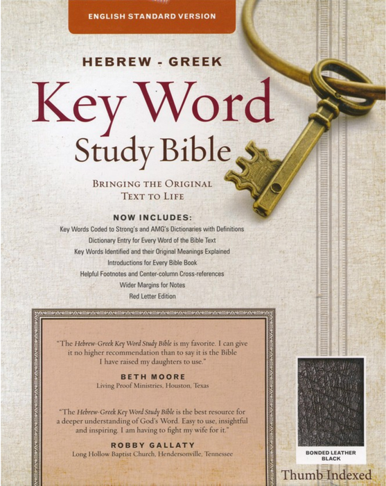 ESV HEBREW GREEK KEY WORD STUDY BIBLE BLK BONDED LTHR IDX - Morning Star Christian Bookstores