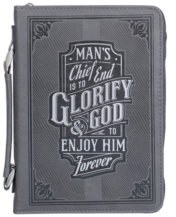 Glorify God Gray Faux Leather Classic Bible Cover BBM810