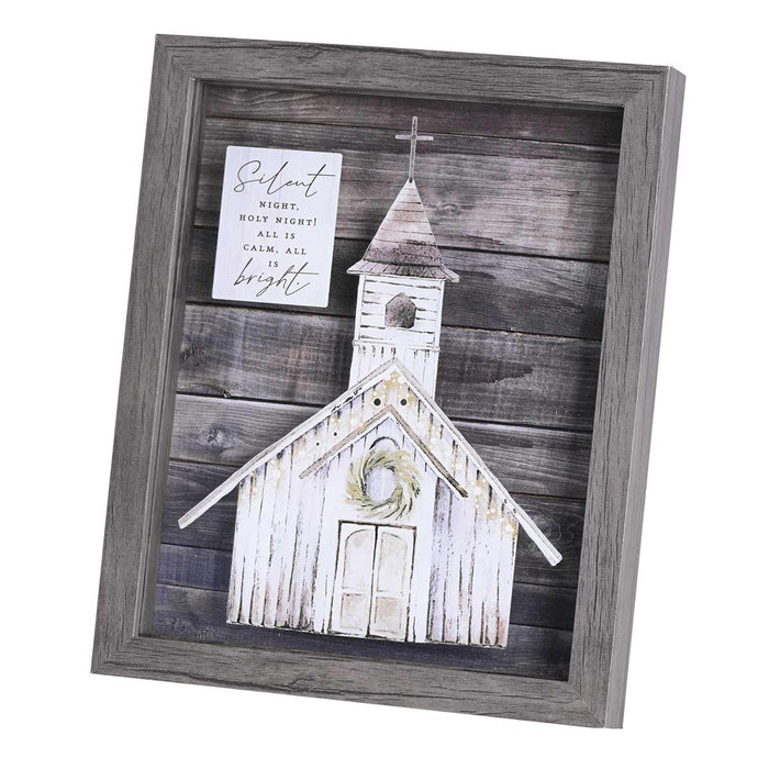 Framed Wall Art Church Silent Night 8x10