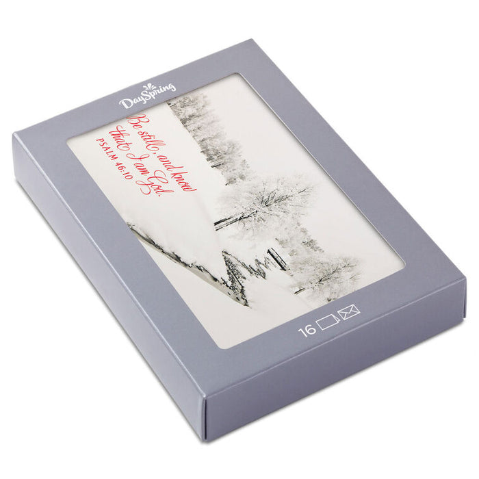 Be Still and Know Winter Scene Religious Boxed Christmas Cards, Pack of 16