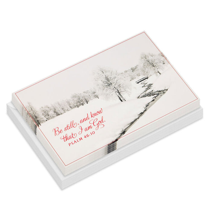 Be Still and Know Winter Scene Religious Boxed Christmas Cards, Pack of 16