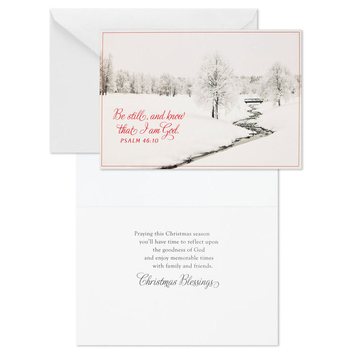Be Still and Know Winter Scene Religious Boxed Christmas Cards, Pack of 16
