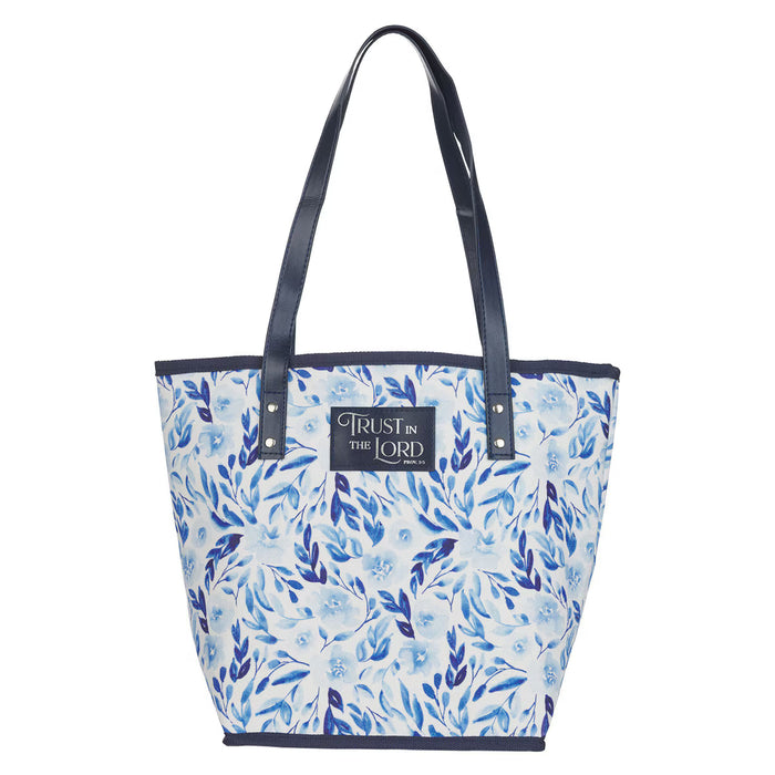 Trust In Him Blue Canvas Tote