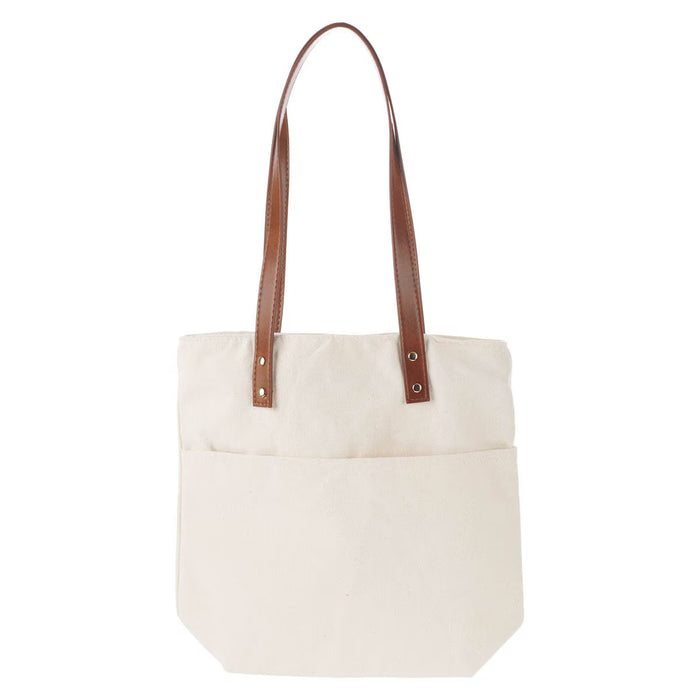 Always Be Joyful Taupe Floral Canvas Tote Bag - 1 Thessalonians 5:16