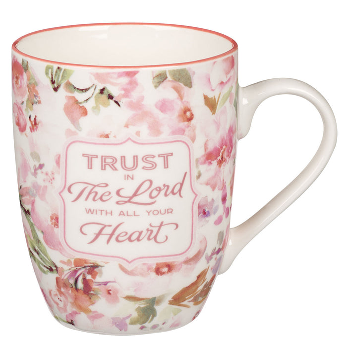 Trust in the Lord Pink Floral Mug