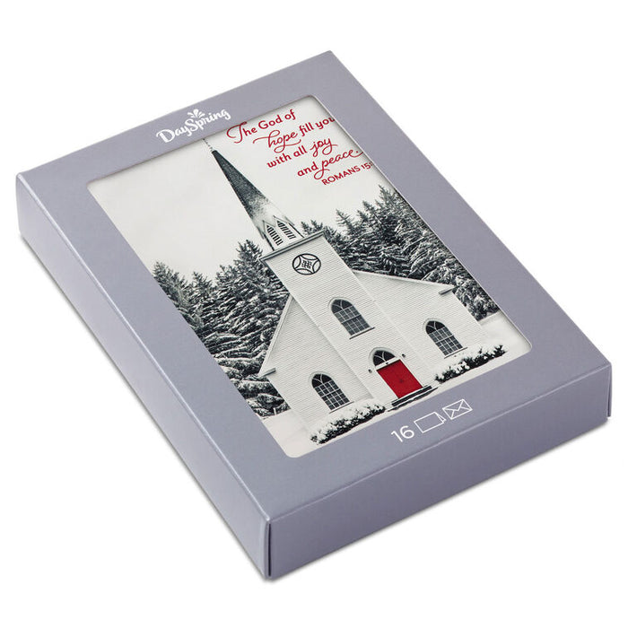 Church in Snow Religious Boxed Christmas Cards, Pack of 16