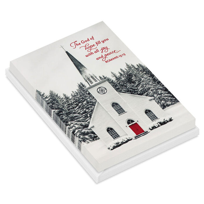 Church in Snow Religious Boxed Christmas Cards, Pack of 16