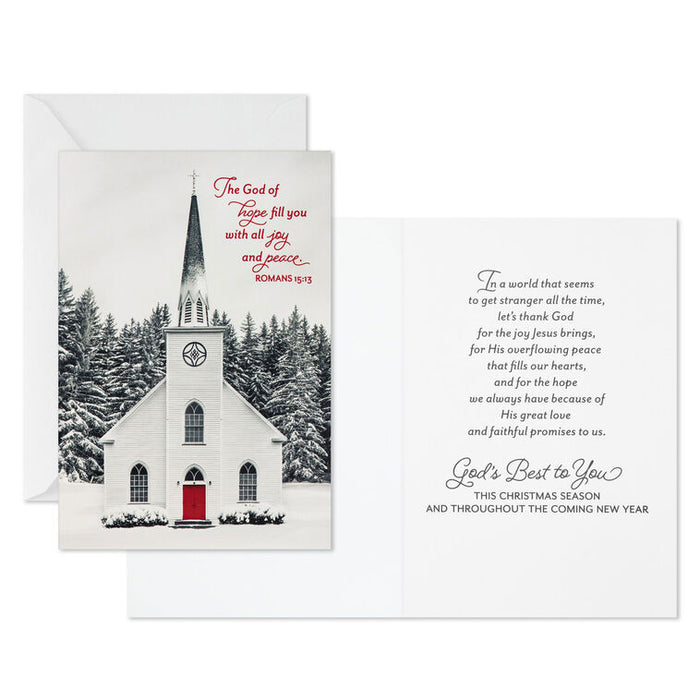 Church in Snow Religious Boxed Christmas Cards, Pack of 16