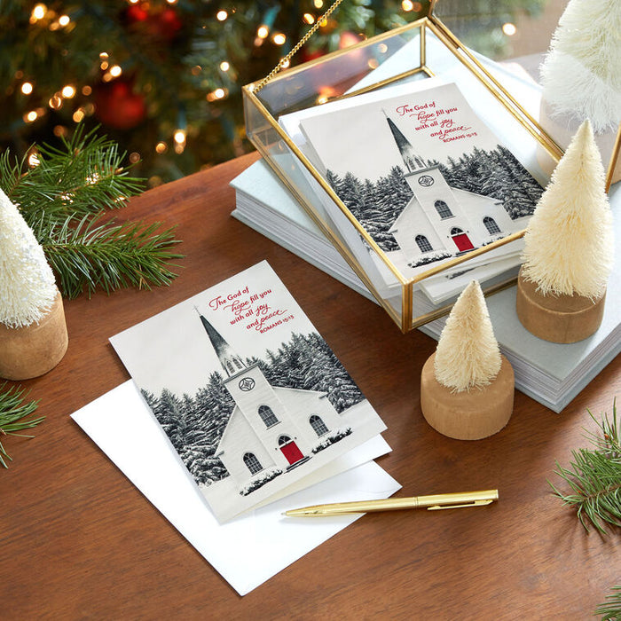 Church in Snow Religious Boxed Christmas Cards, Pack of 16