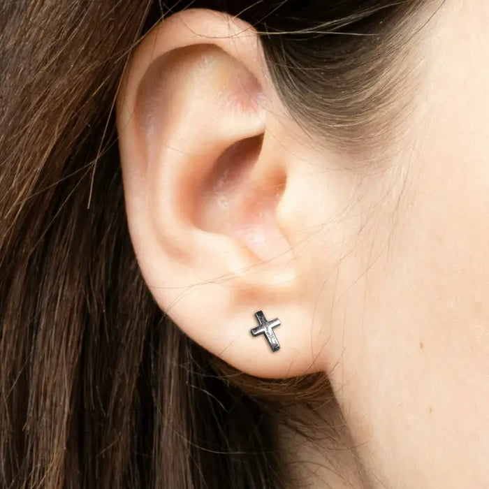 Cross Stud Silver Earrings