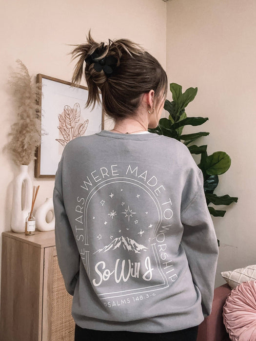 If The Stars Were Made To Worship So Will I Graphic Crewneck - Morning Star Christian Bookstores