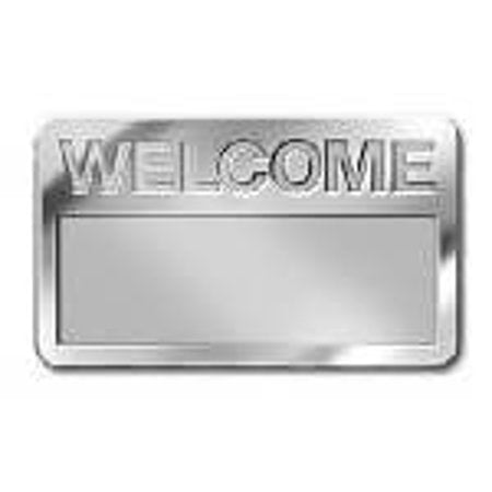 Silver Welcome Badge w/Cut-Out Lettering