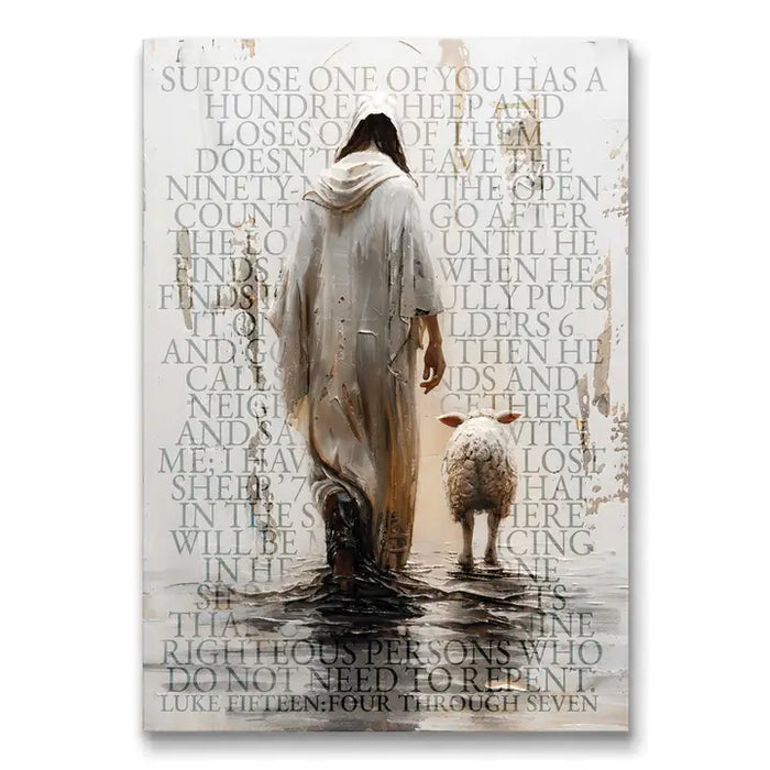 Wall Plaque Jesus and the Lamb, Wood