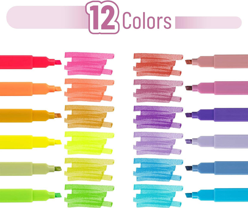 Aesthetic Highlighters, 12pcs Bright