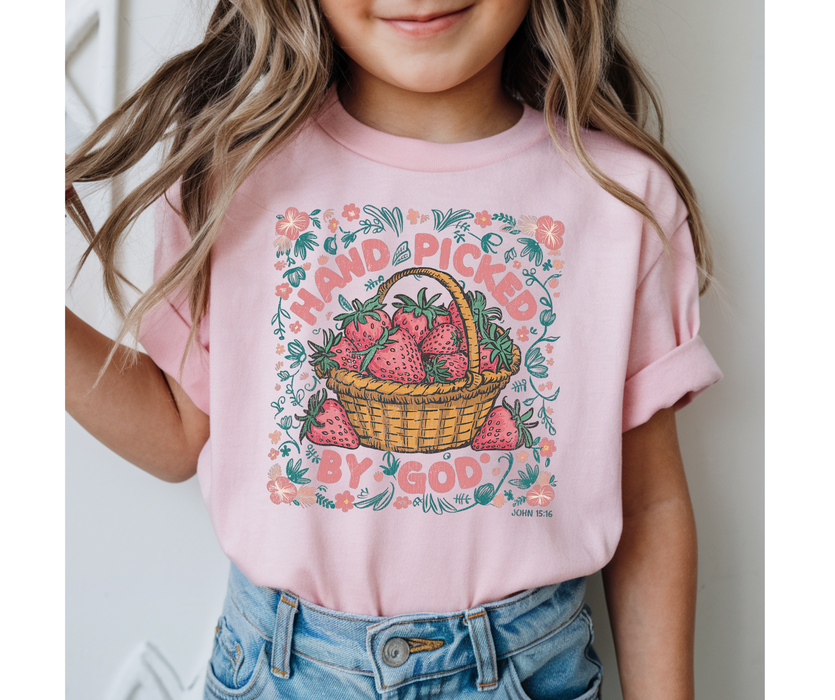 Handpicked by God Strawberries Youth Faith Graphic Tee