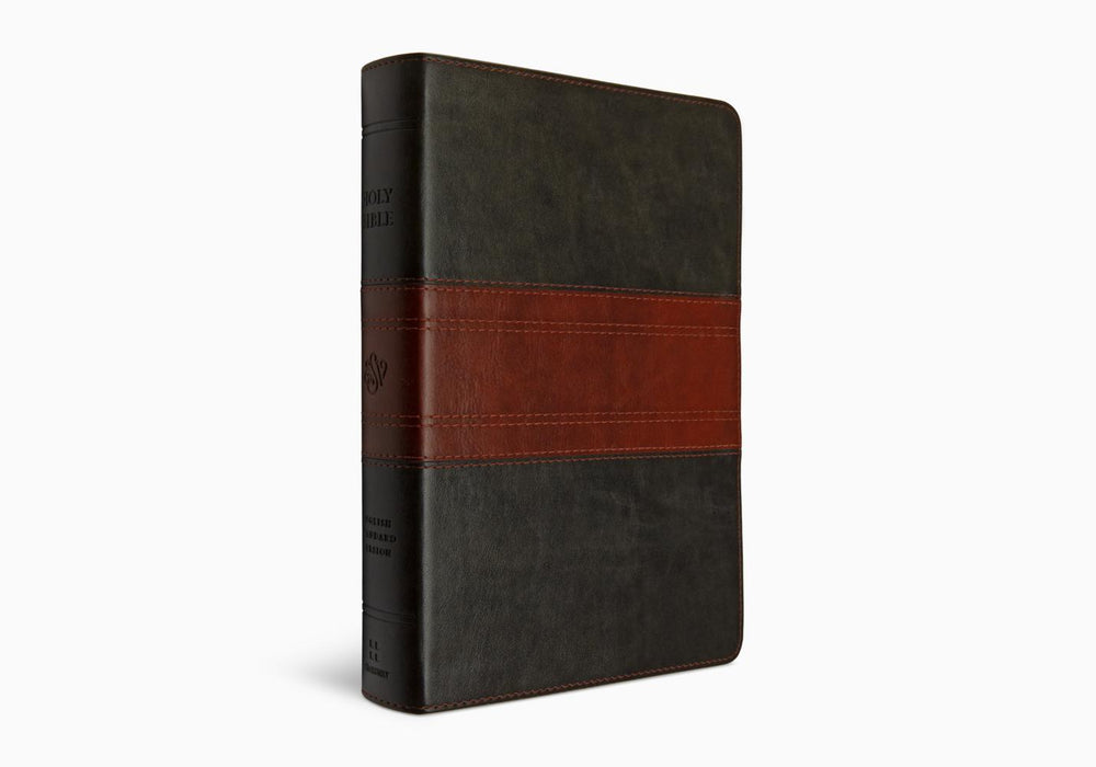ESV Giant Print Personal Size Bible, Red Letter, TruTone®, Forest/Tan, Trail Design