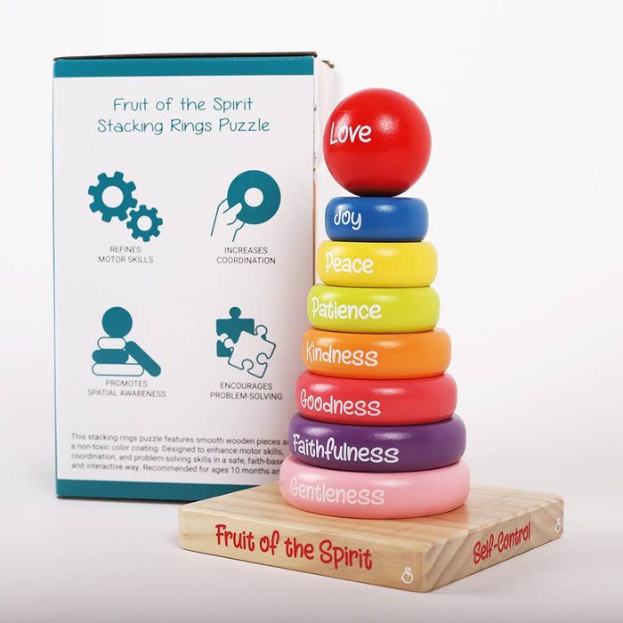 Wooden Puzzle - Stacking Rings - Fruit of the Spirit - Morning Star Christian Bookstores