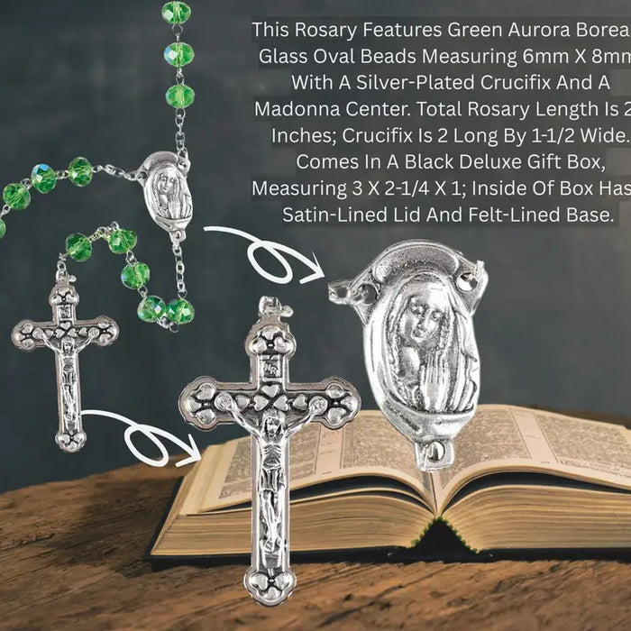 Rosary Green Aurora Borealis Glass 20L