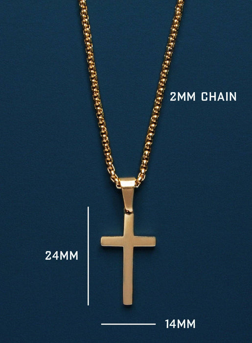 Men's Gold Cross Necklace 24"