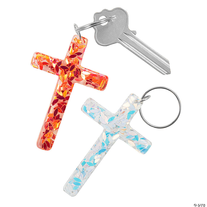 Bright Confetti Cross Keychains