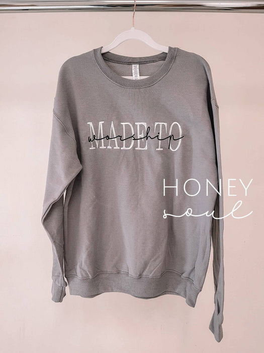 Embroidered Made To Worship Grey Sweatshirt