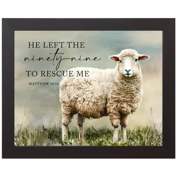 He Left The Ninety-Nine Framed Art Print Sheep Christian Art