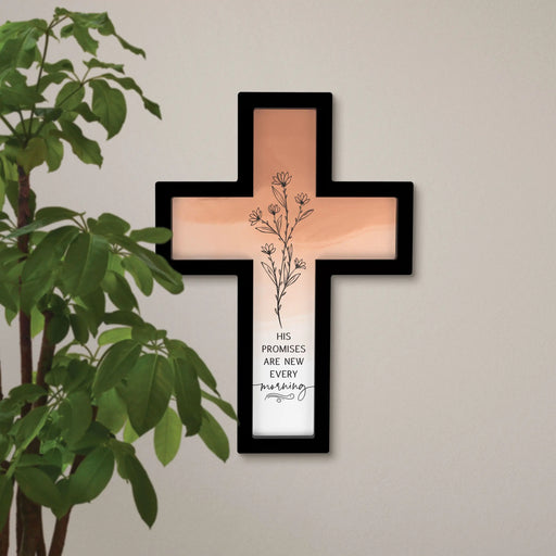 Black Framed Wall Cross - His Promises Are New 12.75X18 - Morning Star Christian Bookstores