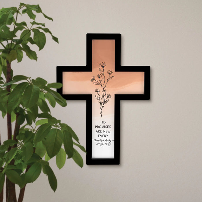 Black Framed Wall Cross - His Promises Are New 12.75X18 - Morning Star Christian Bookstores