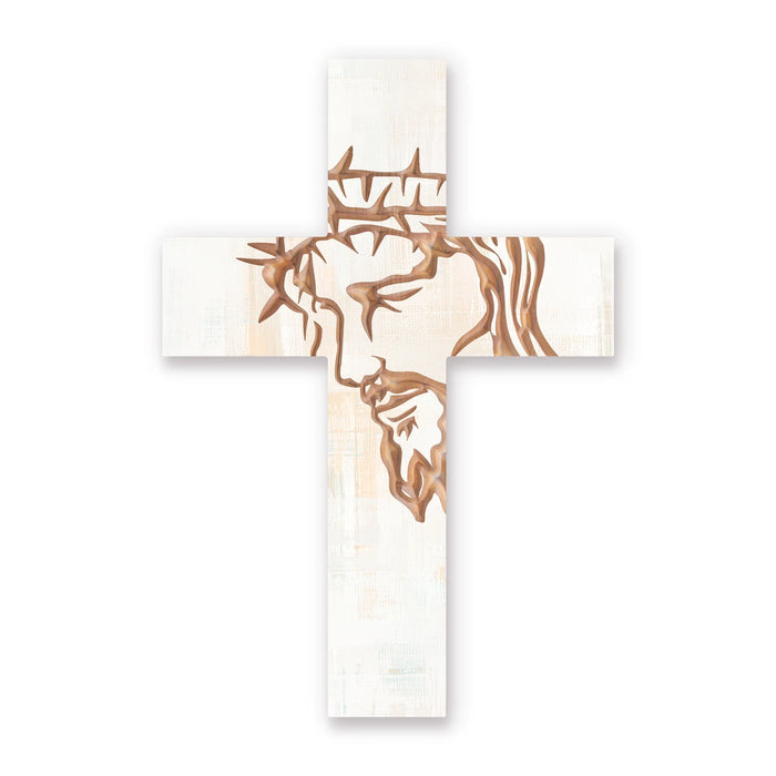 Carved Cross Of Faith Collection White Cross - Jesus