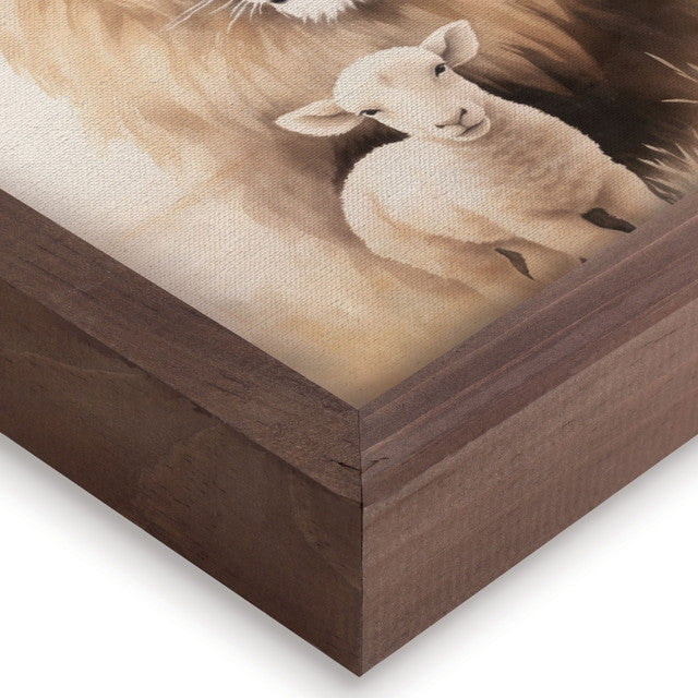 Wonderous Watercolors Collection Framed Linen Art - Lion & Lamb