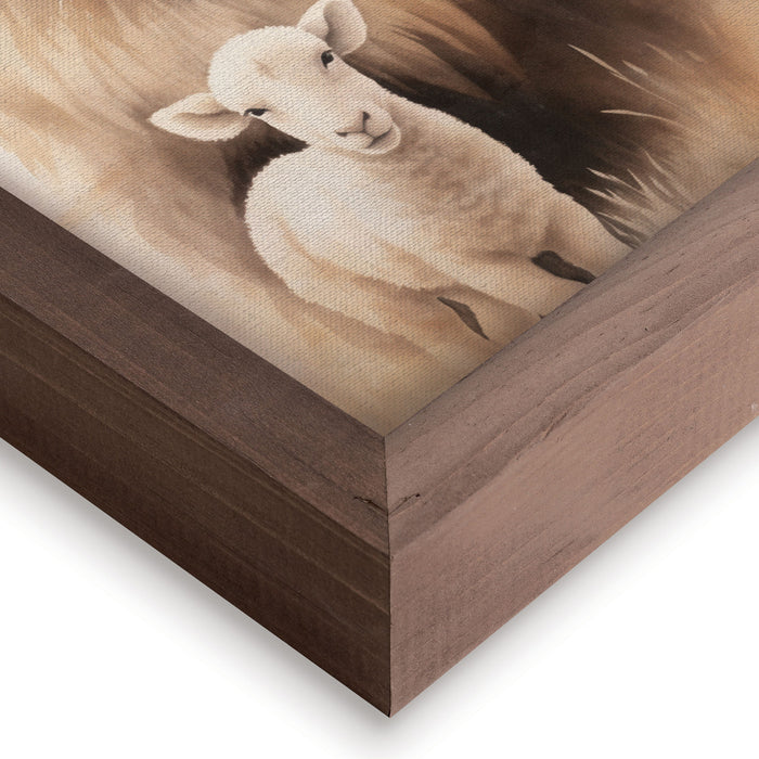 Wonderous Watercolors Collection Framed Linen Art - Lion & Lamb - XL