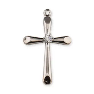 Sterling Silver Cross/Cubic Zirconia Stone Necklace