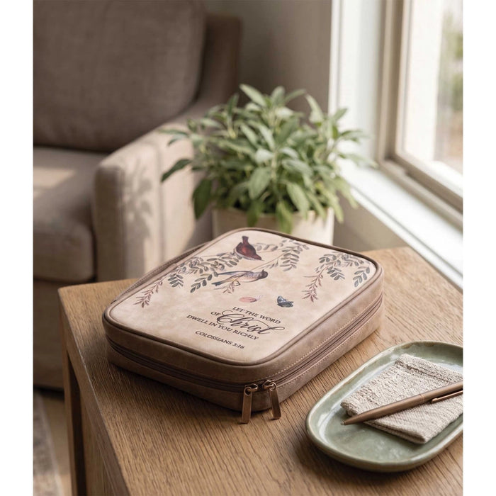 White Dove Bible Case Word of Christ Brown Large