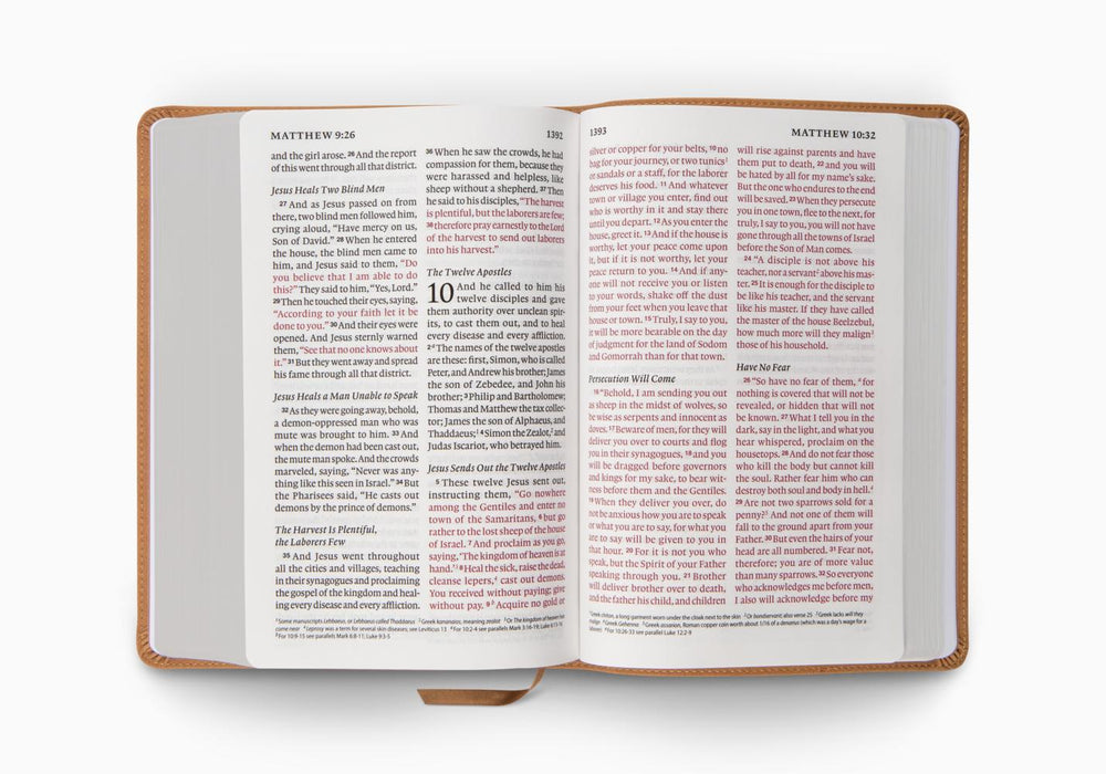 ESV Giant Print Personal Size Bible, Red Letter, TruTone®, Nubuck Caramel, Wildflower Design