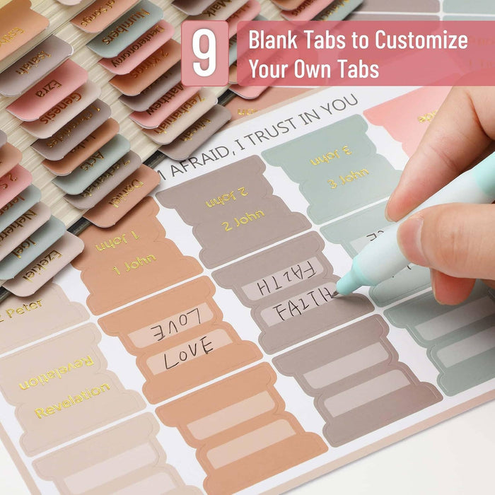 Mr. Pen Bible Tabs, 75 Tabs, Spring Palette