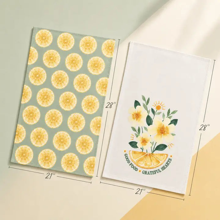 Tea Towel Set Good Food Grateful Hearts
