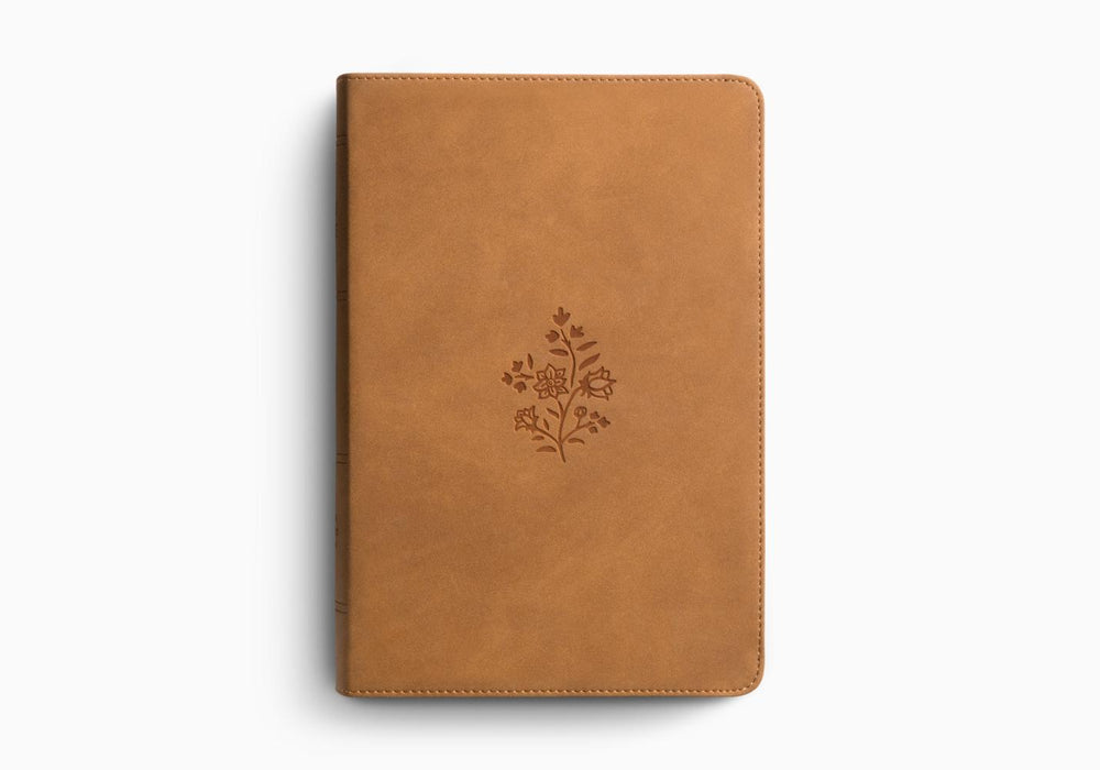 ESV Giant Print Personal Size Bible, Red Letter, TruTone®, Nubuck Caramel, Wildflower Design