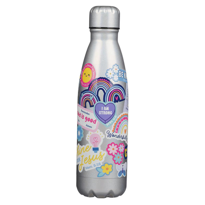 Shine for Jesus Silver Stainless Steel Water Bottle - Morning Star Christian Bookstores