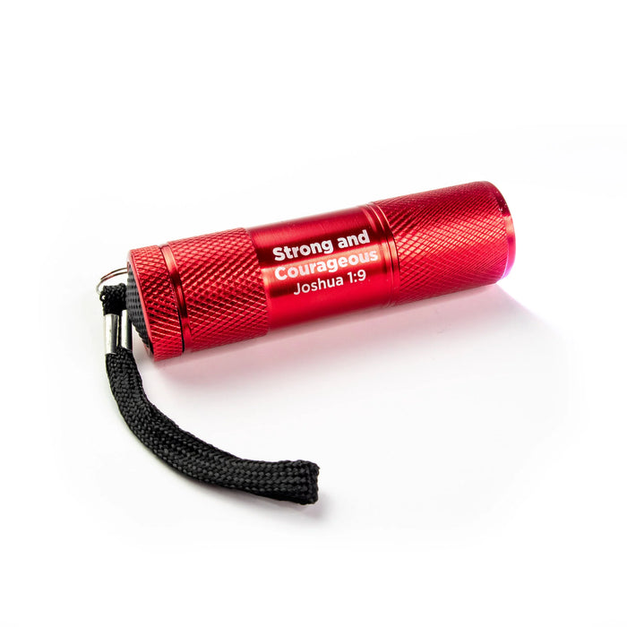 LED Flashlights, Strong and Courageous, Josh 1:9 - Red