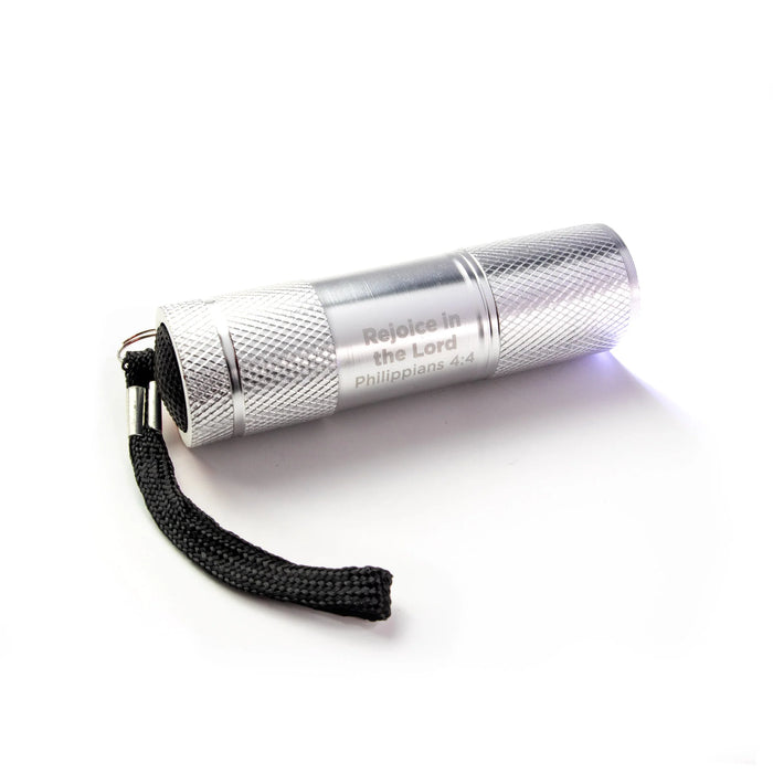 LED Flashlights, Rejoice in the Lord, Phil 4:4 - Silver