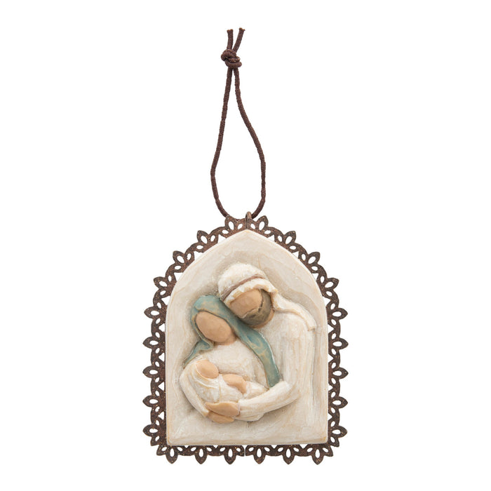 Holy Family Metal-Edged Willow Tree Ornament