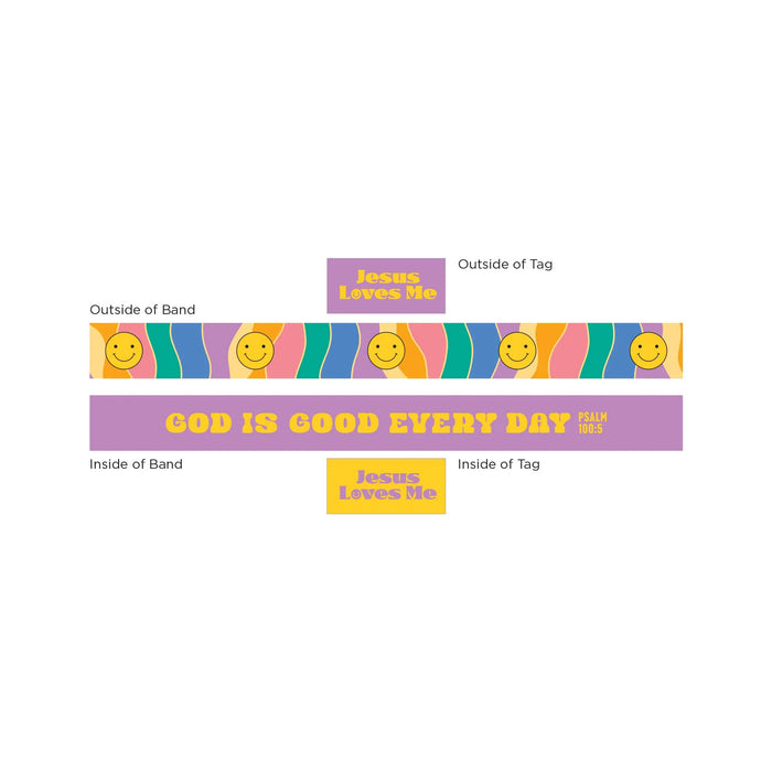 Logos Tap Stretch Bracelet - Small - Purple and Yellow - Happy, Ps 100:5