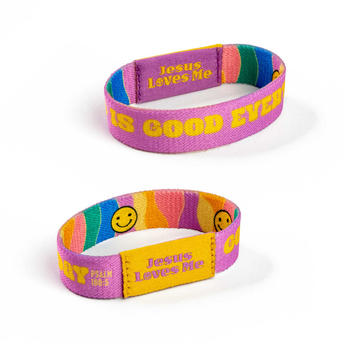 Logos Tap Stretch Bracelet - Small - Purple and Yellow - Happy, Ps 100:5