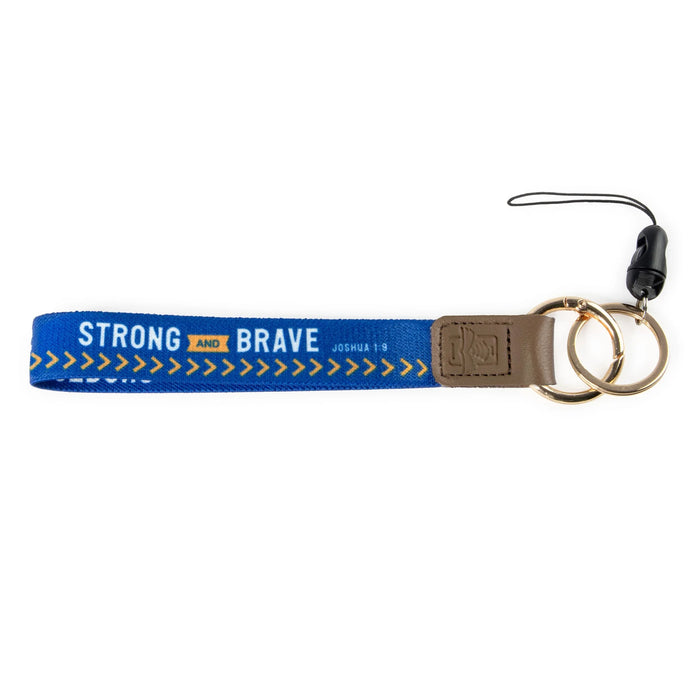 Logos Tap Wrist Lanyard Keychain - Strong and Brave, Joshua 1:9