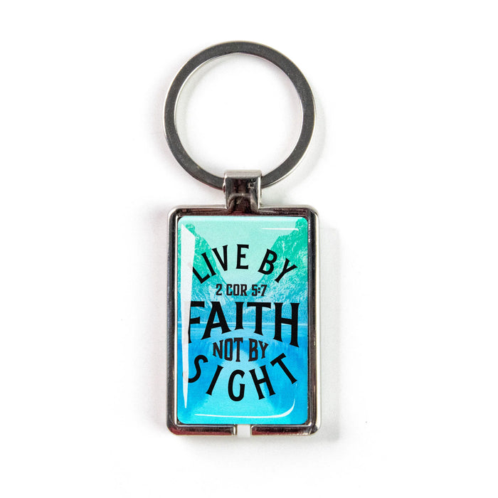 Logos Tap Keychain - Live by Faith, 2 Cor 5:7