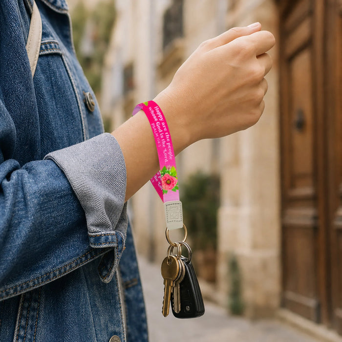 Logos Tap Wrist Lanyard Keychain - Happy, Psalm 114:5