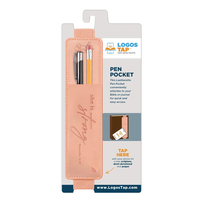 Logos Tap Pen Pocket - She is Strong, Proverbs 31:25