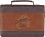Man of God Honey-Brown and Espresso Faux Leather Bible Cover Medium - Morning Star Christian Bookstores