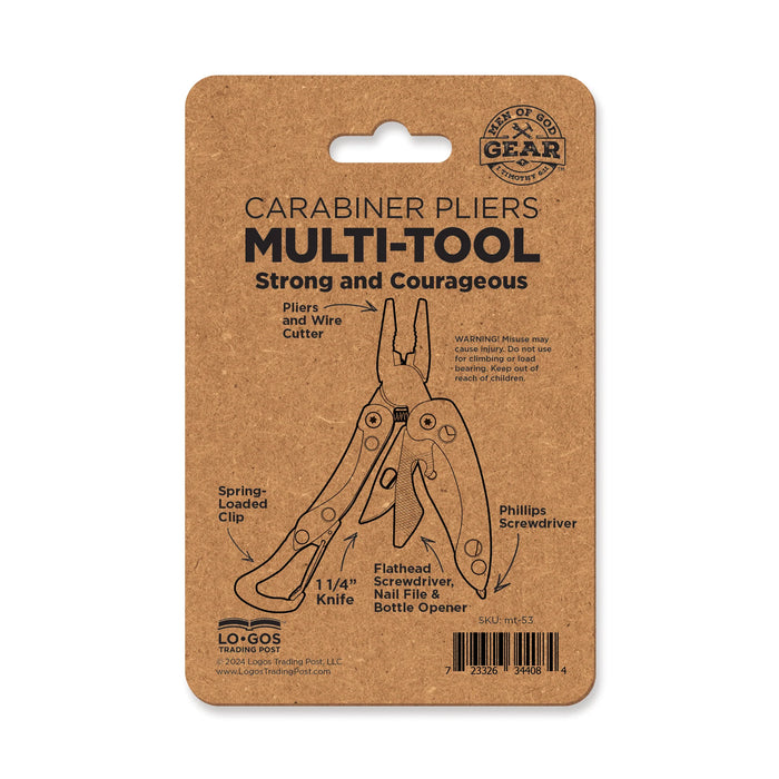 Carabiner Pliers Multi-Tool - Strong and Courageous, Joshua 1:9